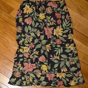 GAP Floral Maxi Skirt - Black with Pink and Yellow